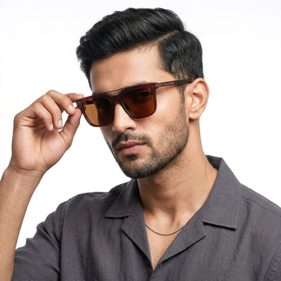Eyejack Brown Wayfarer Polarized Sunglasses for Men & Women (868PCL2139)