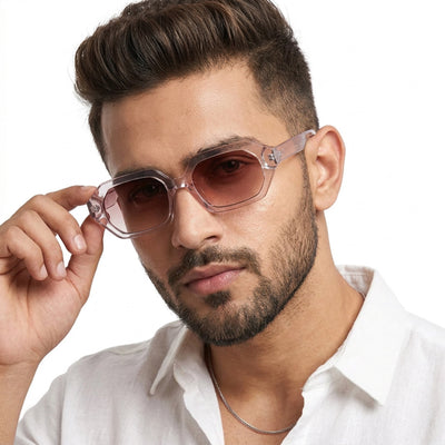 Eyejack Light Pink Square Sunglasses for Men & Women (5088CL1259)