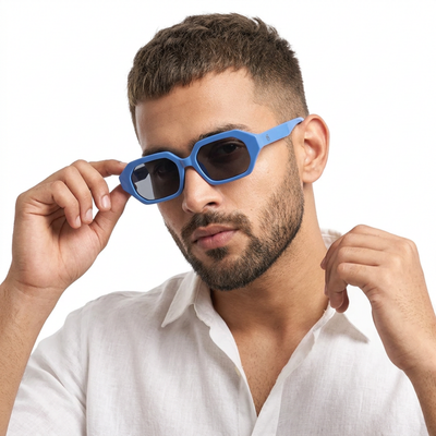 Eyejack Blue Square Sunglasses for Men & Women (5088CL1256)