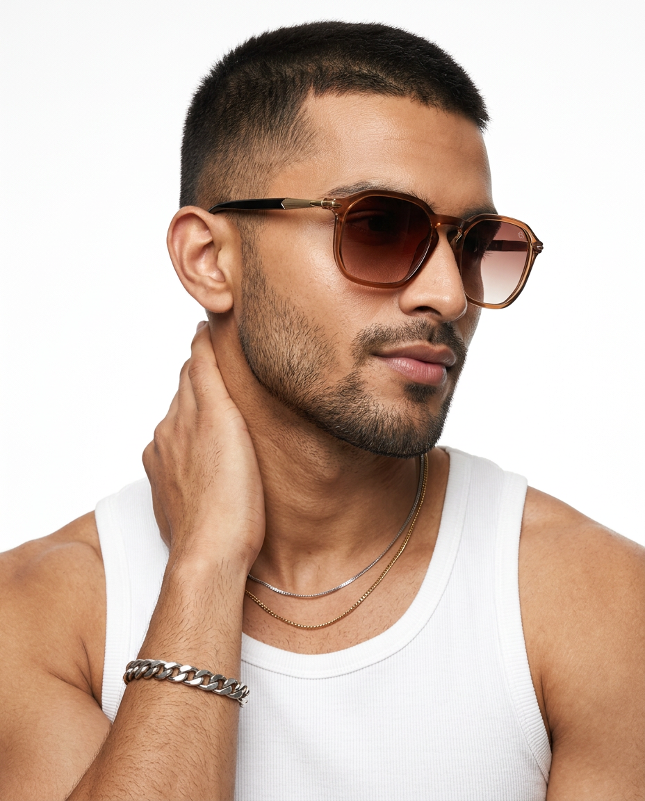 Eyejack Transparent Brown Square Sunglasses for Men & Women (1115CL1087)