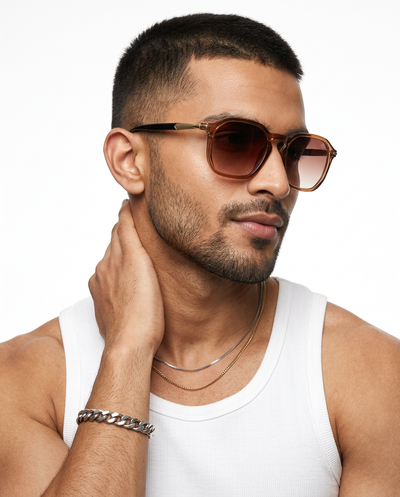Eyejack Transparent Brown Square Sunglasses for Men & Women (1115CL1087)