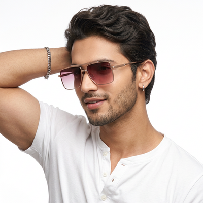 Eyejack Golden Square Sunglasses for Men & Women (B80787CL868)