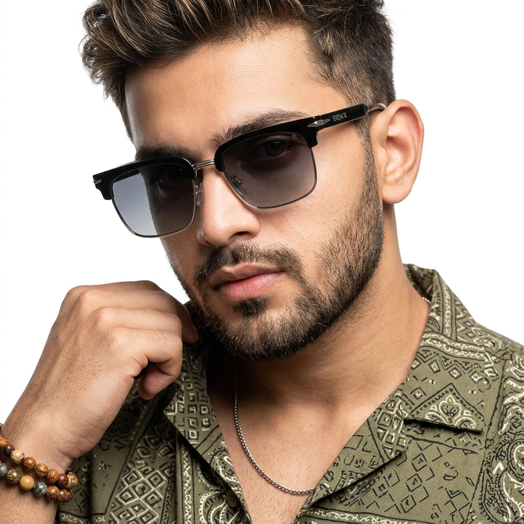 Eyejack Black & Silver Square Sunglasses for Men & Women (1119CL1088)