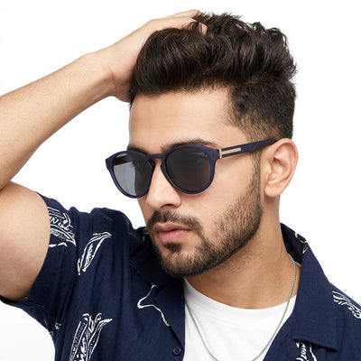 Eyejack Blue Round Sunglasses for Men & Women (8018CL1048)