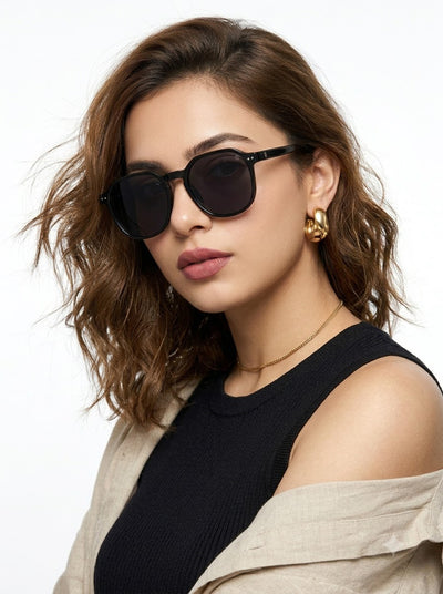 Eyejack Black Round Sunglasses for Men & Women (5587CL1192)