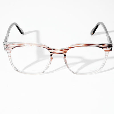 EyeJack Astra Brown & Transparent Square Eyeglasses for Men & Women (TR6605CL111-C6)