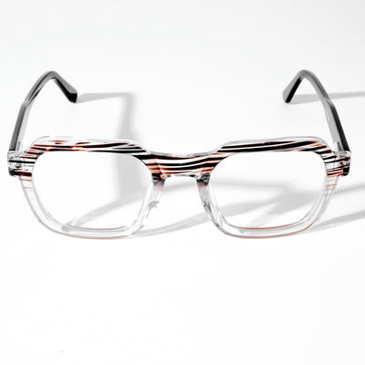 EyeJack Astra Brown & Transparent Square Eyeglasses for Men & Women (TR6603CL90-C6)