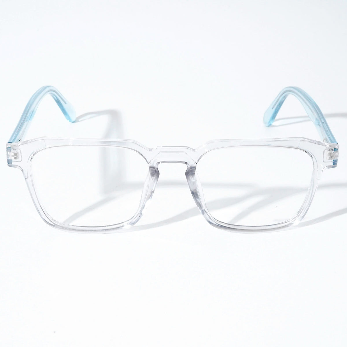 EyeJack Astra Transparent Blue Square Eyeglasses for Men & Women (TR6601CL70-C8)